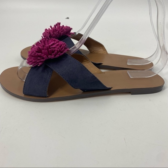 J Crew Sweet Jasmine Pom Pom sandal flats 7 - Picture 4 of 9